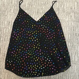 Express Colorful Polka Dot Black Cami Top size small